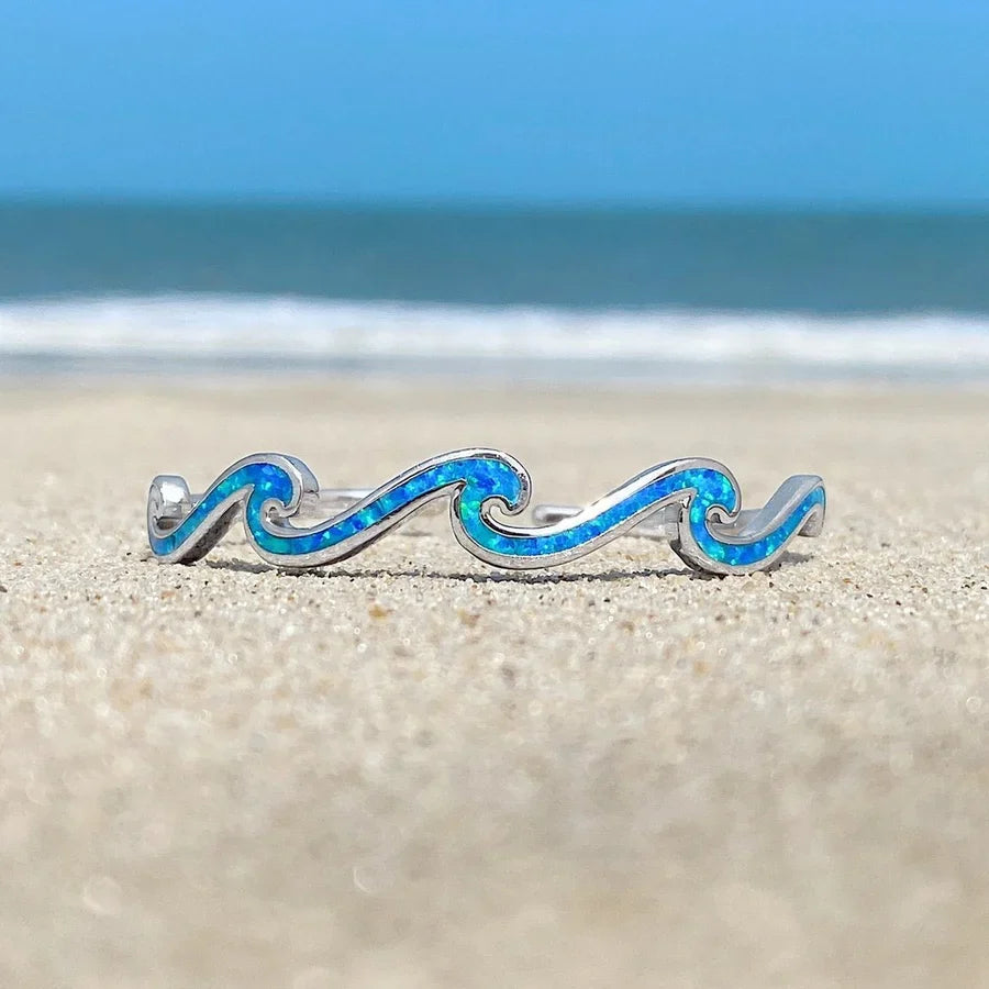 Wave Blue Opal Bangle 925s